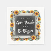 Gesegneter Erntedank Fall Sonnenblumen Familieness Serviette (Vorderseite)