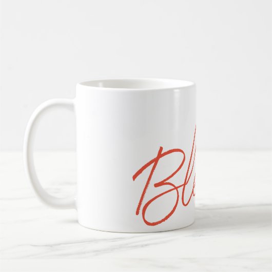 Gesegneter Glaube Text Orange Weiß Dankbar Dankbar Kaffeetasse (Links)