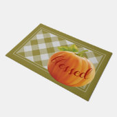 Gesegneter Herbst Ernte Pumpkin auf Gingham Willko Fußmatte (Schrägansicht)