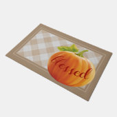 Gesegneter Herbst Ernte Pumpkin auf Gingham Willko Fußmatte (Schrägansicht)