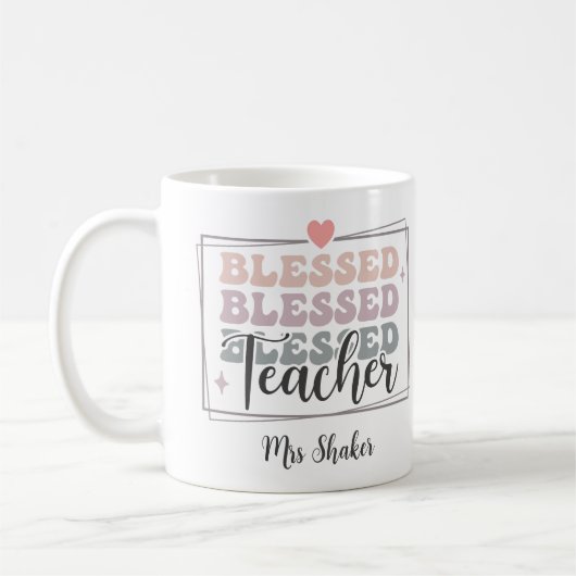Gesegneter Lehrer Wertschätzung Individuelle Name  Kaffeetasse (Links)