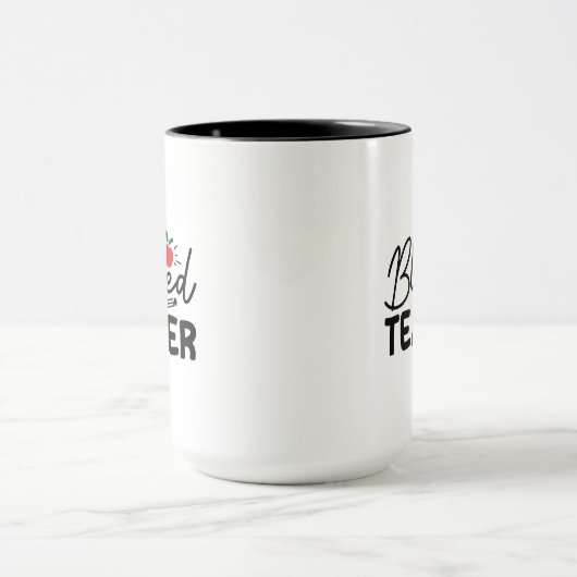Gesegneter Lehrer Wordart Tasse (Zentrum)