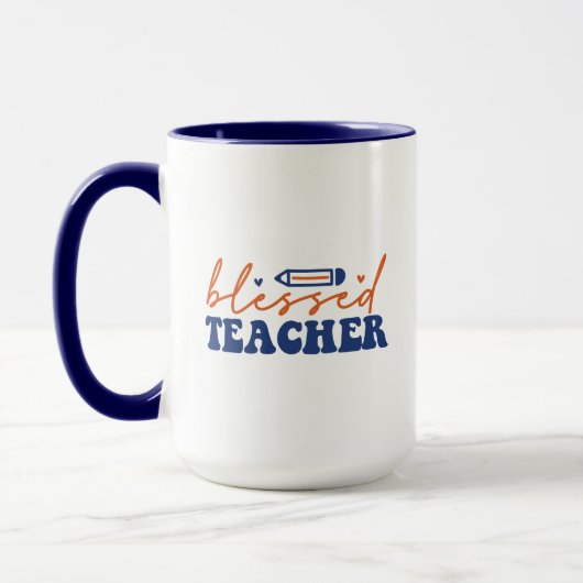 Gesegneter Lehrer Wordart Tasse (Links)