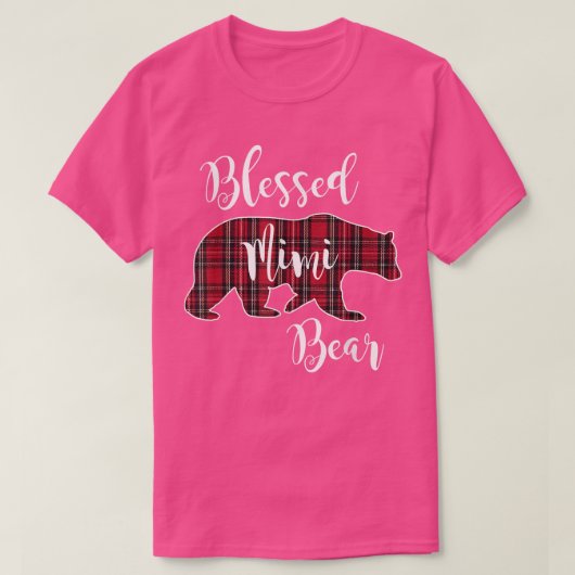 Gesegneter Mimi Bear Red Tartan Kariert Fun Oma Gi T-Shirt (Design vorne)