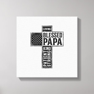 Gesegneter Papa Cross Christliche Vintage-Typograf Leinwanddruck