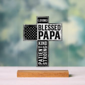 Gesegneter Papa Kreuz Christliche Vintage-Typograf Acrylschild (Neutral)