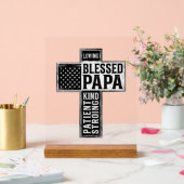 Gesegneter Papa Kreuz Christliche Vintage-Typograf Acrylschild (Hochzeit)