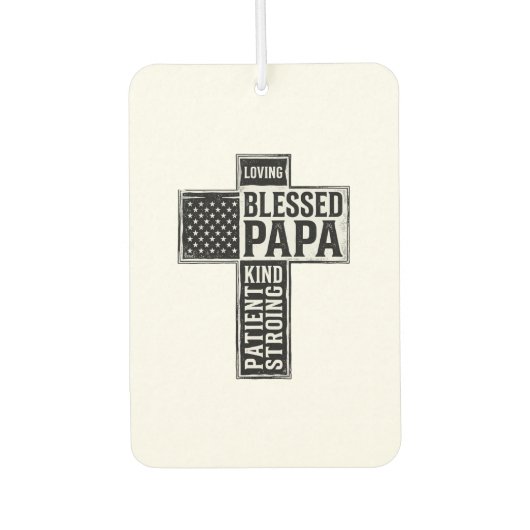 Gesegneter Papa Kreuz Christliche Vintage-Typograf Autolufterfrischer (Vorderseite)