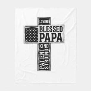 Gesegneter Papa Kreuz Christliche Vintage-Typograf Fleecedecke