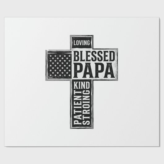 Gesegneter Papa Kreuz Christliche Vintage-Typograf Geschenkpapier (Flach)