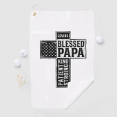 Gesegneter Papa-Kreuz christliche Vintage-Typograf Golfhandtuch (Insitu)