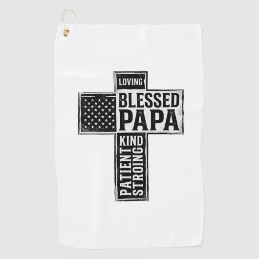 Gesegneter Papa-Kreuz christliche Vintage-Typograf Golfhandtuch (Vorderseite)