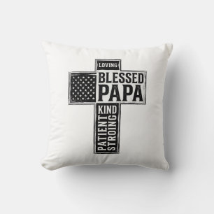 Gesegneter Papa Kreuz Christliche Vintage-Typograf Kissen