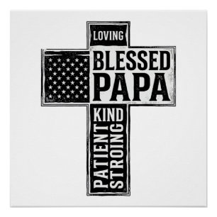 Gesegneter Papa Kreuz Christliche Vintage-Typograf Poster