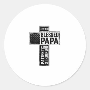 Gesegneter Papa Kreuz Christliche Vintage-Typograf Runder Aufkleber