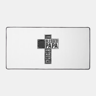Gesegneter Papa Kreuz Christliche Vintage-Typograf Schreibtischunterlage