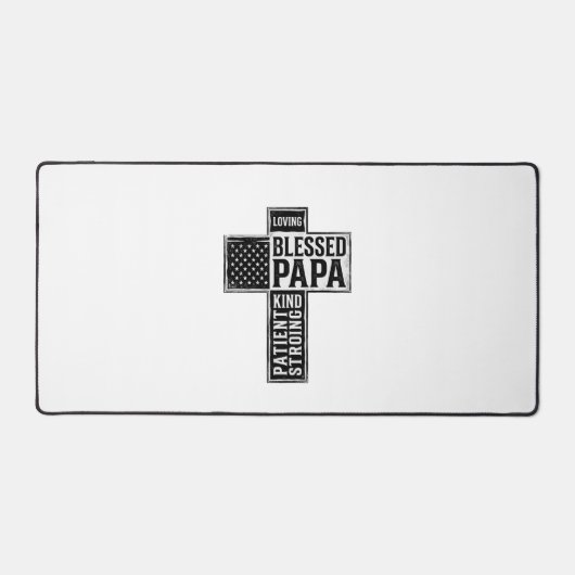 Gesegneter Papa Kreuz Christliche Vintage-Typograf Schreibtischunterlage (Vorderseite)