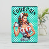 Gesegneter Pinup Nurse Abschluss Einladung (Stehend Vorderseite)