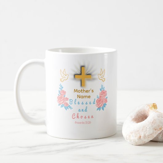 Gesegneter und auserwählter personalisierter Mutte Kaffeetasse (Mit Donut)