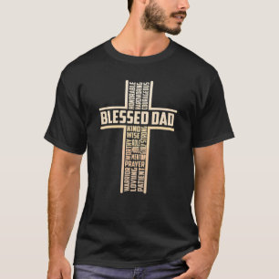 Gesegneter Vater Vatertag Kreuz Christlich Papa Po T-Shirt