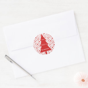 Gesegneter Weihnachts-Rot-Weihnachtsbaum-Doodle-Ar Runder Aufkleber