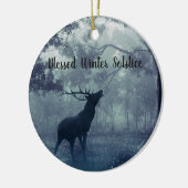 Gesegneter Wintersonnenwende Waldhirsch Keramikornament (Links)