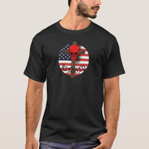 Gesegnetes Amerikanisches Flaggenkreuz Rotes Toten T-Shirt