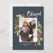 Gesegnetes Aquarellfolien 1 Foto Weihnachtsnachtsn Feiertagskarte (Vorderseite)