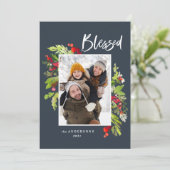 Gesegnetes Aquarellfolien 1 Foto Weihnachtsnachtsn Feiertagskarte (Stehend Vorderseite)