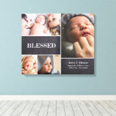 Gesegnetes Baby Foto Collage Baby Stat Custom Leinwanddruck (Insitu (Holzboden))
