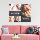 Gesegnetes Baby Foto Collage Baby Stat Custom Leinwanddruck (Insitu (Wohnzimmer))