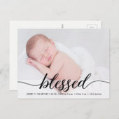 Gesegnetes Baby Geburt Ankündigung Drehbuch danke Postkarte (Vorne/Hinten)