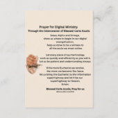 Gesegnetes Carlo Acutis Digital Ministry Gebet Begleitkarte (Rückseite)
