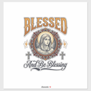 Gesegnetes christliches Vintage-Stich-T-Shirt-Desi Aufkleber