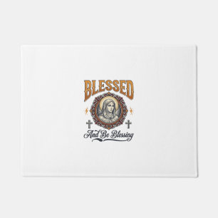Gesegnetes christliches Vintage-Stich-T-Shirt-Desi Fußmatte