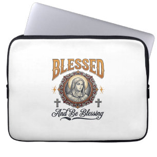 Gesegnetes christliches Vintage-Stickerei-T-Shirt- Laptopschutzhülle