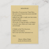 Gesegnetes Engel Jungfrau-Marys Jesus Memorare Visitenkarte (Rückseite)