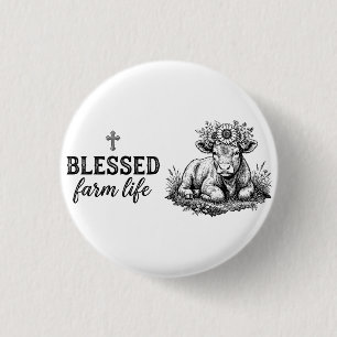 Gesegnetes Farmleben Kuh  Button