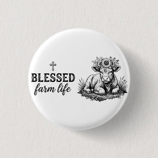 Gesegnetes Farmleben Kuh Button (Vorderseite)