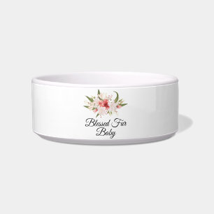 Gesegnetes Fellbaby mit Blumendesign Futter/Wasser Napf