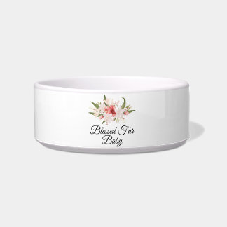 Gesegnetes Fellbaby mit Blumendesign Futter/Wasser Napf