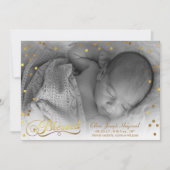 Gesegnetes Foto Gold Confetti Geburtsankündigung Ankündigung (Vorderseite)