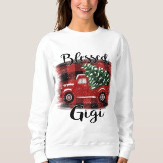 Gesegnetes Gigi Red Truck Vintage Weihnachtsbaum Sweatshirt