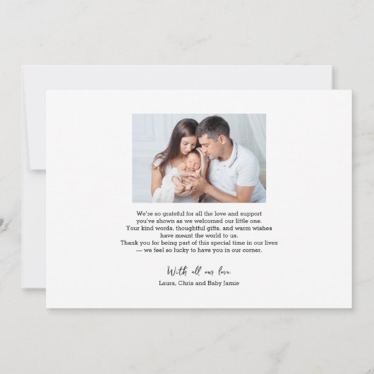 Gesegnetes Herz-Script-Foto Geburtsankündigung Ankündigung (Rückseite)