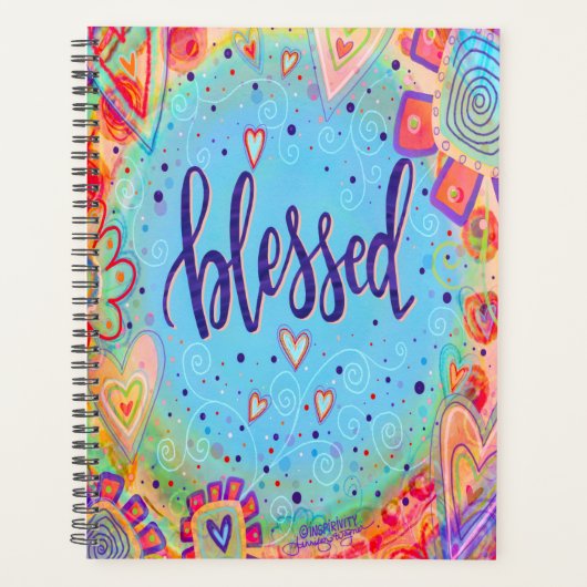 Gesegnetes Hübsches Blumenblau Inspirationsmodisch Planer (Vorderseite)