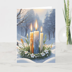 Gesegnetes Imbola Winter Floral Candle Wreath Wicc Feiertagskarte