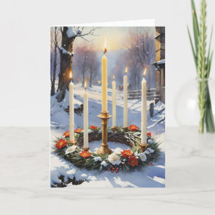 Gesegnetes Imbola Winter Floral Candle Wreath Wicc Feiertagskarte