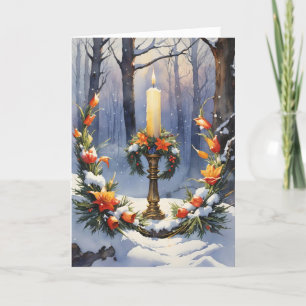 Gesegnetes Imbola Winter Floral Candle Wreath Wicc Feiertagskarte