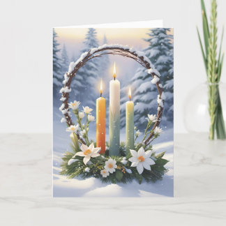 Gesegnetes Imbola Winter Floral Candle Wreath Wicc Feiertagskarte