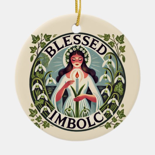 Gesegnetes Imbolc Keramik Ornament (Vorne)